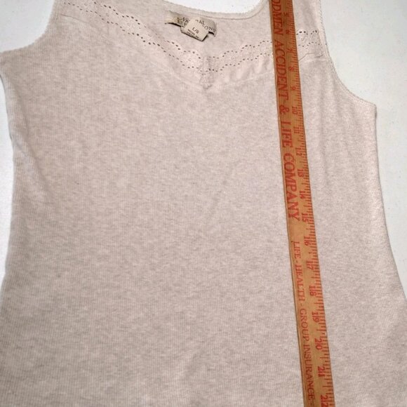 Natural Reflections Tank Top Size Large Beige Ribbed Eyelet Lace Trim Cotton Y2K - Picture 6 of 14